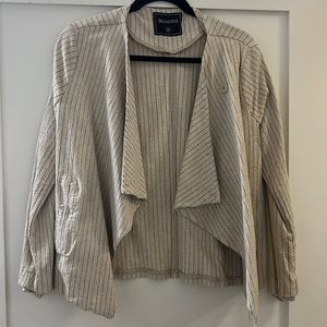 Blank NYC Ivory Open Blazer Jacket with Navy pinstripe. Size M